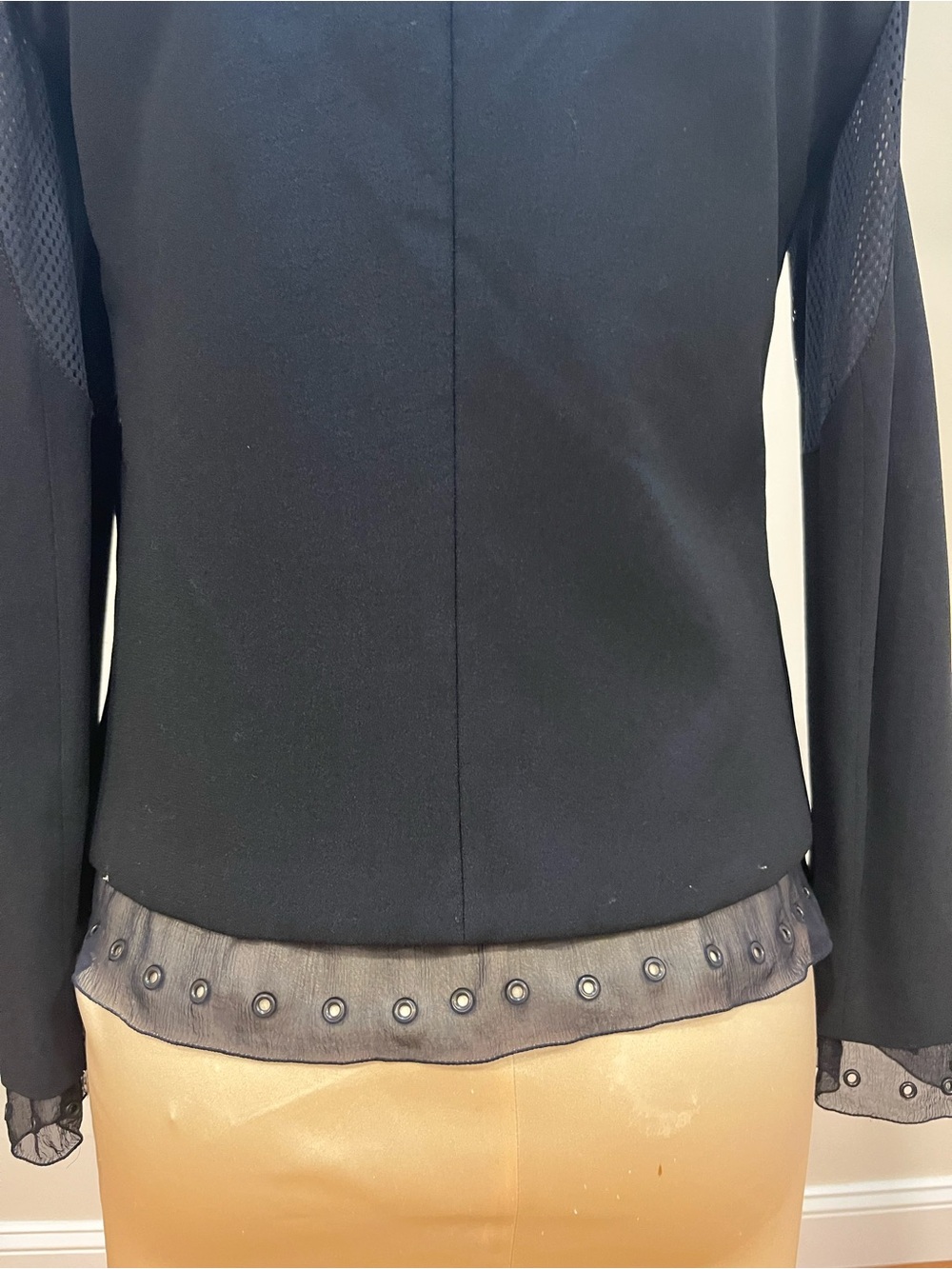 Vintage Prada Runway Silk Jacket Eyelet Trim - Picture 5 of 15